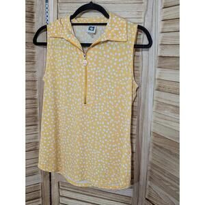 Women's  Anne Klein Sleeveless Blouse Yellow V-neck Summer Lightweight Shirt S